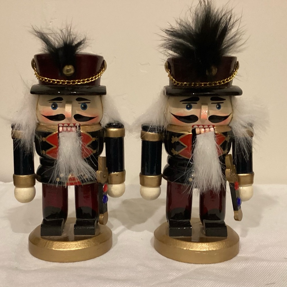 Two 5” Navy, Red and Gold Nutcracker Figures